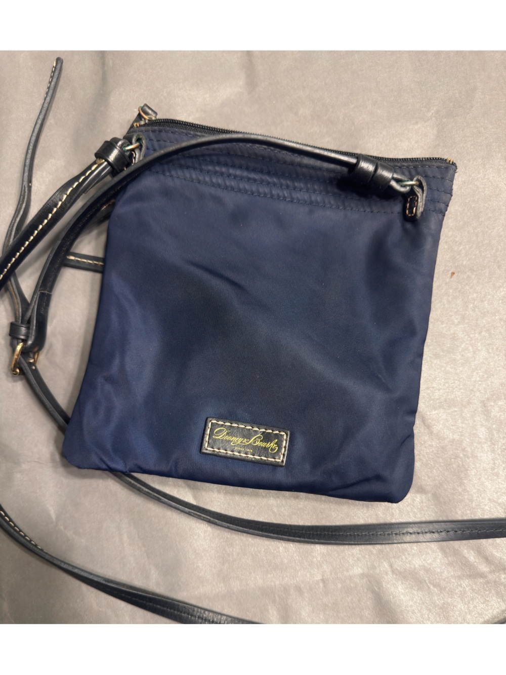 Dooney & Bourke Navy Crossbody with Brown Leather Logo - Picture 5 of 5